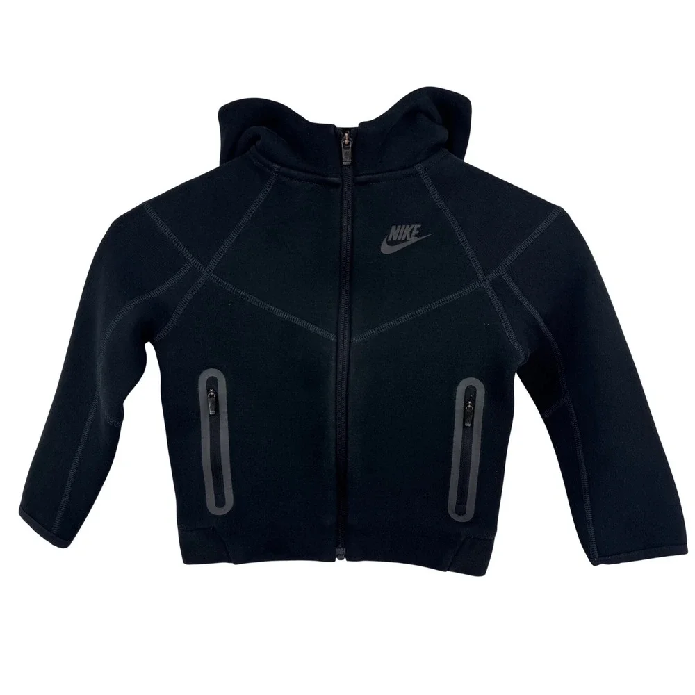 Nike Tech Fleece Full Zip Hoodie Black Toddler Boys 4T Jacket 3-4 YRS‎